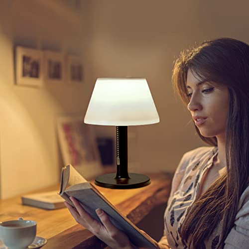 shumi LED Solar Table Lamp Outdoor Waterproof-3 Way Dimmable Outside Patio Table lamp,Modern Bedsid Lamp,Cordless Solar Desk Lamp with Pull Chain for Bedroom Living Room,Garden(Black) - Image 4