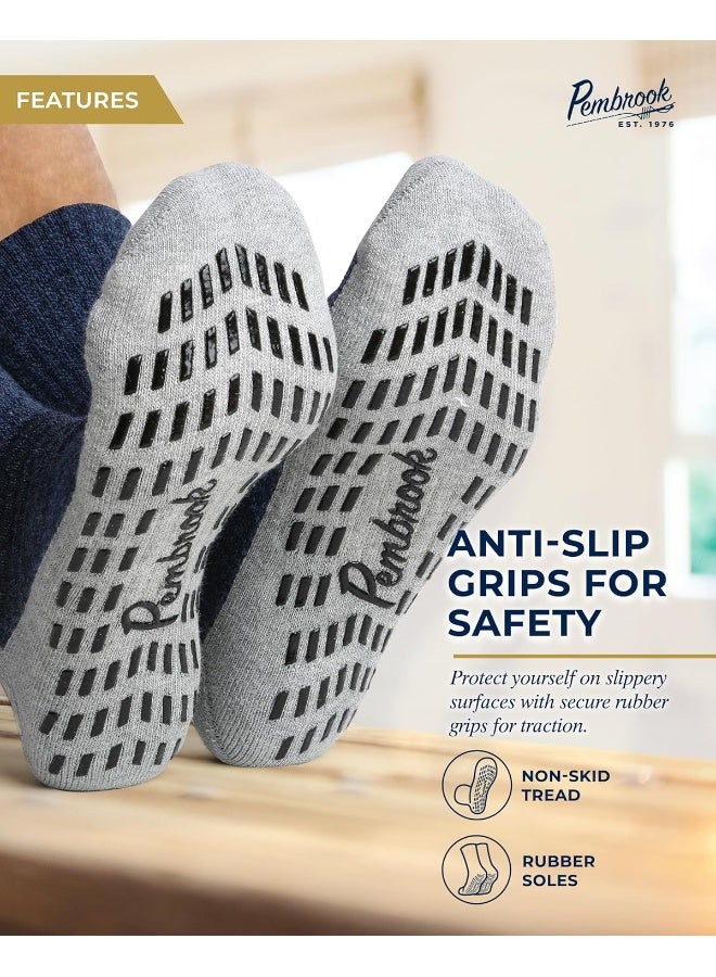 Pembrook Pembrook 4 Pairs Crew Non Slip Socks - Gripper Socks for Men Women Husband Dad | Grippy Socks for Hospital Yoga Pilates Barre  - Image 1