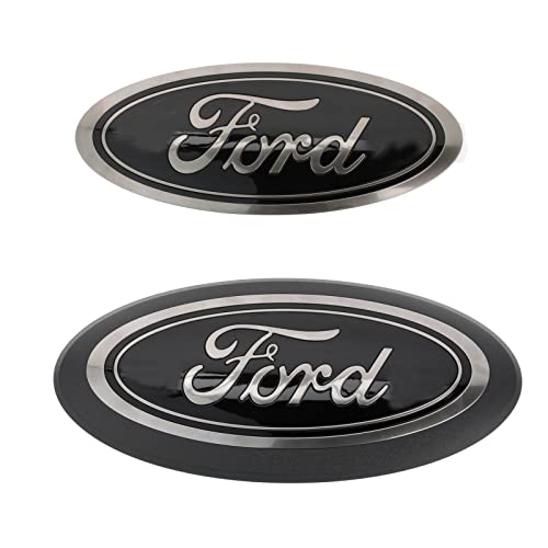 Ford New OEM 2018-2023 Compatible Compatible with F-150 No Camera Front Grille Rear Compatible with Tailgate Emblems Black, M-1447-F15B - Image 1