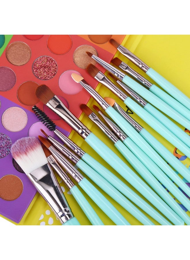 يوكانبي مجموعة ظلال العيون Splashy Candies المكونة من 54 لونًا + مجموعة فرش مكياج مكونة من 15 قطعة، ظلال عيون لامعة غير لامعة عالية الصبغة بألوان زاهية تدوم طويلاً ومقاومة للماء وسهلة الدمج - Image 2