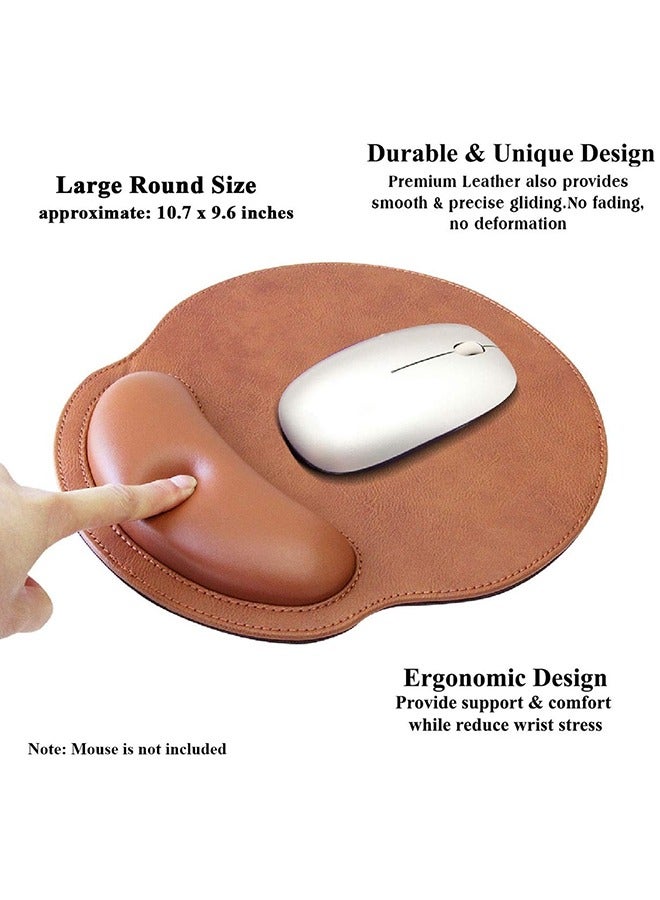 Leather Mouse Pad Wrist Support Ergonomic Memory Foam - Lightweight Rest Nonslip Mousepad for Office, Gaming, Computer, Laptop  Mac, Pain Relief, at Home Or Work (Coffee) - Image 3
