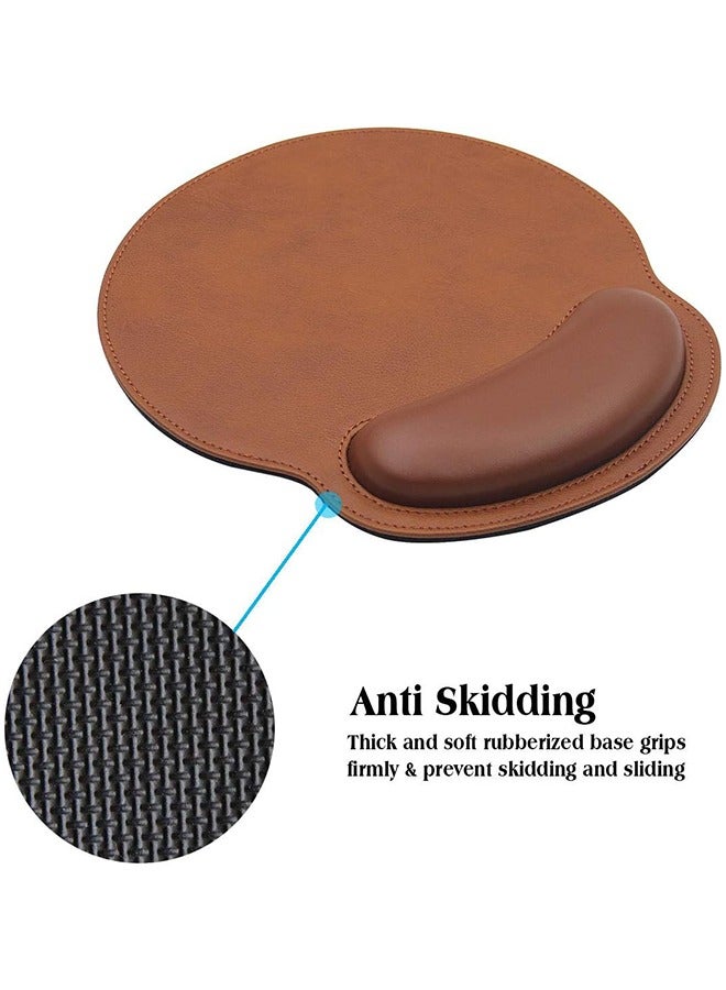 Leather Mouse Pad Wrist Support Ergonomic Memory Foam - Lightweight Rest Nonslip Mousepad for Office, Gaming, Computer, Laptop  Mac, Pain Relief, at Home Or Work (Coffee) - Image 2