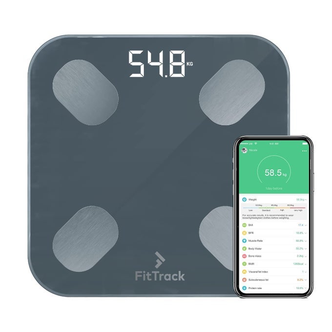 DARA SMART BMI DIGITAL SCALE MEASURE WEIGHT AND BODY FAT MOST ACCURATE BLUETOOTH GLASS BATHROOM SCALE BLACK