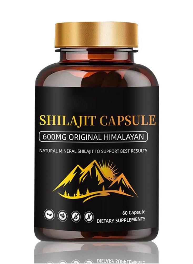 شيلاجيت آر إكس الهيمالايا shilajit الرجال والنساء كبسولات ( shilajeet ) - 600 ملغ من مكافئ الطاقة الطبيعية والقدرة على التحمل محسن - 60 كبسولات نباتي  - Image 1