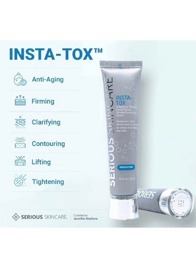 Serious Skincare - - Instant Line, Wrinkle And Pore Filler For Face - Skin Tightening - Insta-Tox Wrinkle Smoothing Serum .75 Fl Oz And A Primer Face Makeup Pore Minimizer - 2 Fl Oz. - Women And Men - Image 1