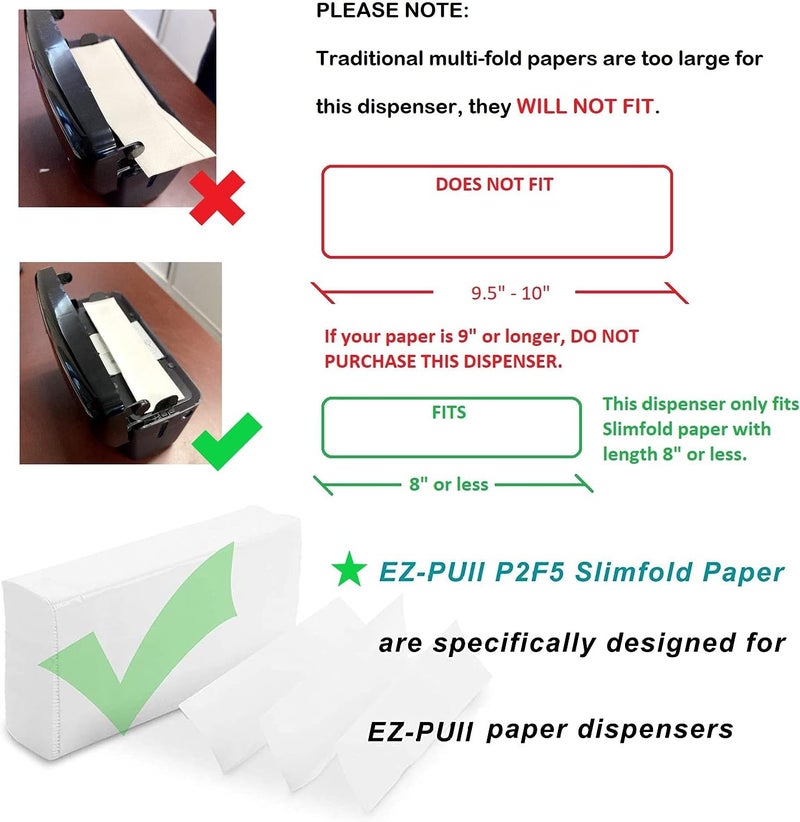 EZPULL EZ-Pull Countertop SLIMFOLD Hand Towel Dispenser for Kitchen/Bathroom/Office/RV/Airbnb(Only Works with SLIMFOLD Paper), White 4600-EZ, EZbrnd 9" x 3.5" x 6" - Image 2