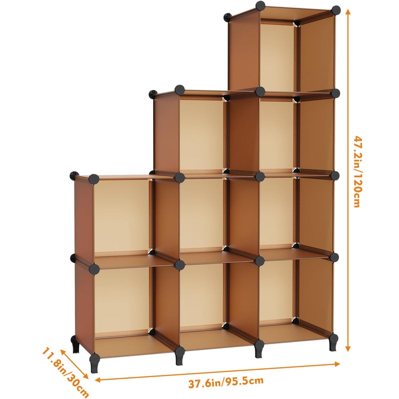 HOMIDEC Closet Organizers and Storage, 9 Cube Storage Organizer Cubes, Portable Closet Organizer Shelves for Clothes, Bedroom, Wardrobe, Kids Room, Bathroom, Brown - Image 4