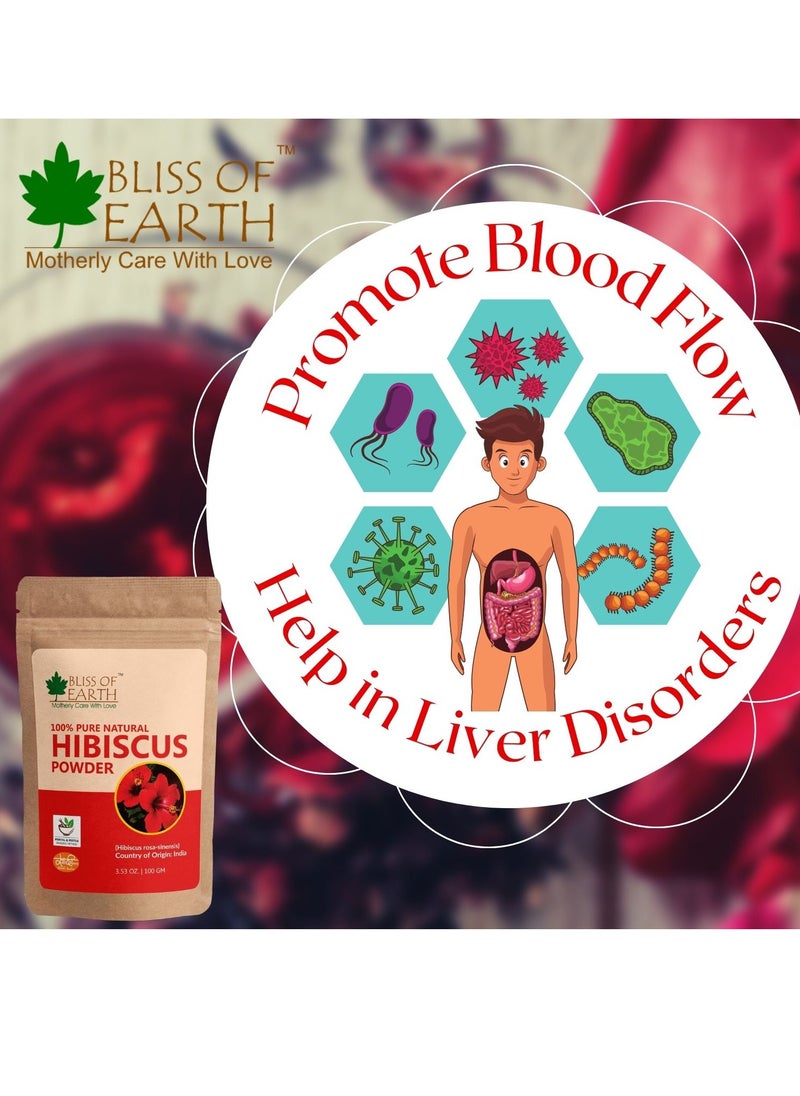 BLISS OF EARTH 100% Pure & Natural Hibiscus Powder 100GM Makes Hair Stronger & Thicker Controls Ageing Cures Acne & Pimples Pack of 2  - Image 5