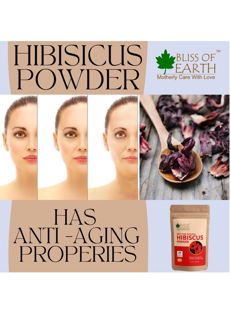 BLISS OF EARTH 100% Pure & Natural Hibiscus Powder 100GM Makes Hair Stronger & Thicker Controls Ageing Cures Acne & Pimples Pack of 2  - Image 4