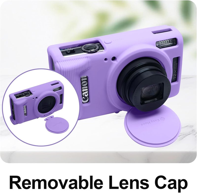 إيزي هود غطاء كاميرا إيزي هود لكانون IXUS 285 HS/IXY 650/ELPH 360، غطاء كاميرا سيليكون ناعم مع غطاء عدسة قابل للإزالة، حافظة واقية مضادة للخدش نحيفة للجسم (أرجواني) أسعار مختلفة للتصاميم - Image 2