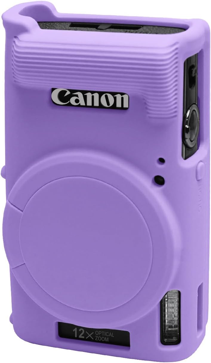 إيزي هود غطاء كاميرا إيزي هود لكانون IXUS 285 HS/IXY 650/ELPH 360، غطاء كاميرا سيليكون ناعم مع غطاء عدسة قابل للإزالة، حافظة واقية مضادة للخدش نحيفة للجسم (أرجواني) أسعار مختلفة للتصاميم - Image 1