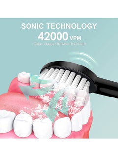 Arabest Adult Sonic Electric Toothbrush,USB Charging,Fully Automatic,Waterproof,6-Speed Cleaning Mode,with 4 Replaceable Toothbrush Heads  - Image 4