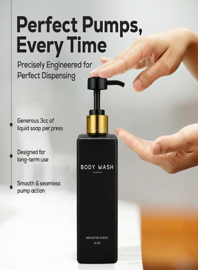 Brighter Barns Black Shampoo and Conditioner Dispenser Set by Brighter Barns - Body Wash and Shower Soap Dispenser - Refillable Shampoo and Conditioner Bottles for Gold Bathroom Decor, Guest Bathroom, Airbnb (Black) - Image 4