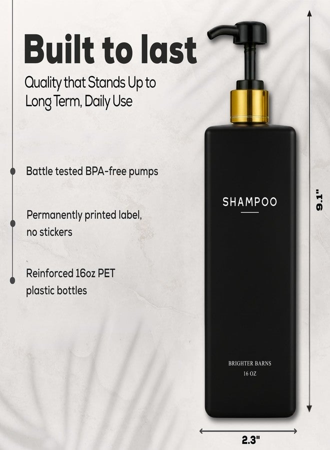 Brighter Barns Black Shampoo and Conditioner Dispenser Set by Brighter Barns - Body Wash and Shower Soap Dispenser - Refillable Shampoo and Conditioner Bottles for Gold Bathroom Decor, Guest Bathroom, Airbnb (Black) - Image 3