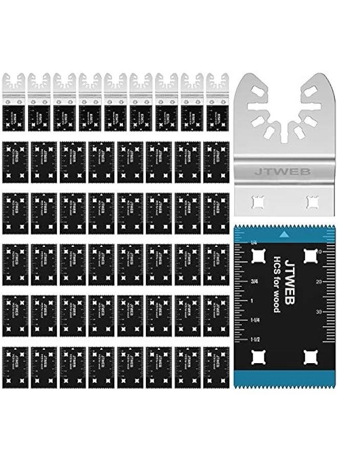 Generic - 50 Pcs Wood Oscillating Tool Blades, Double Head Multitool Blades, Universal Oscillating Saw Blades, Quick Release Professional Oscillating Tool Multi Tool Blades Set Compatible with All Models - Image 1