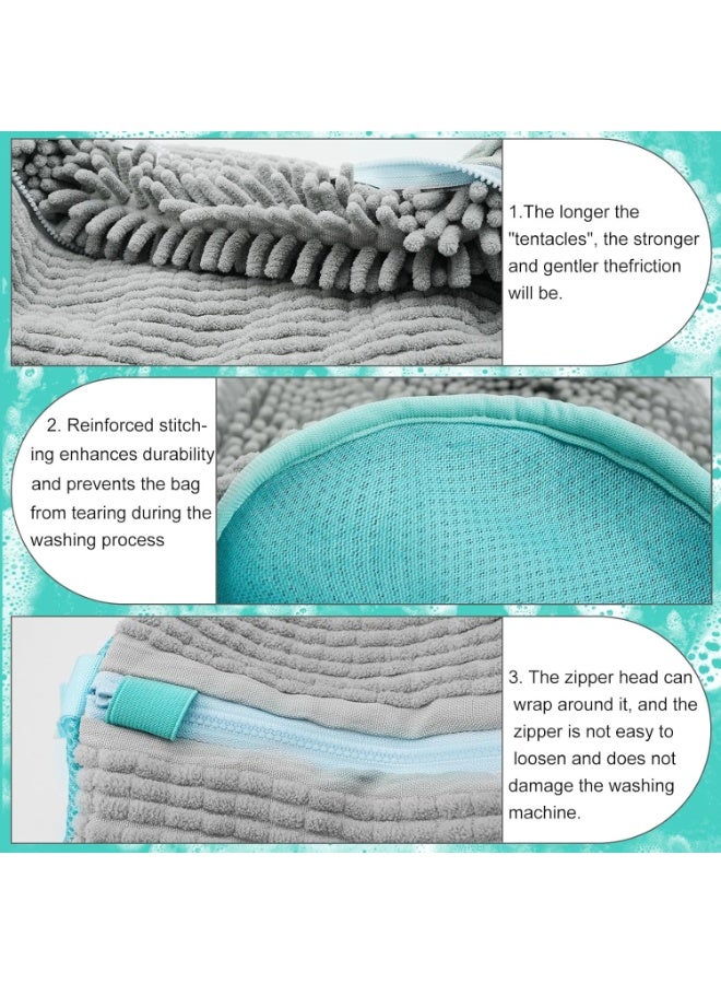 كيس غسيل الأحذية للغسالة، شبكة متينة باللون الرمادي بسحاب لحماية الأحذية الرياضية - Image 4