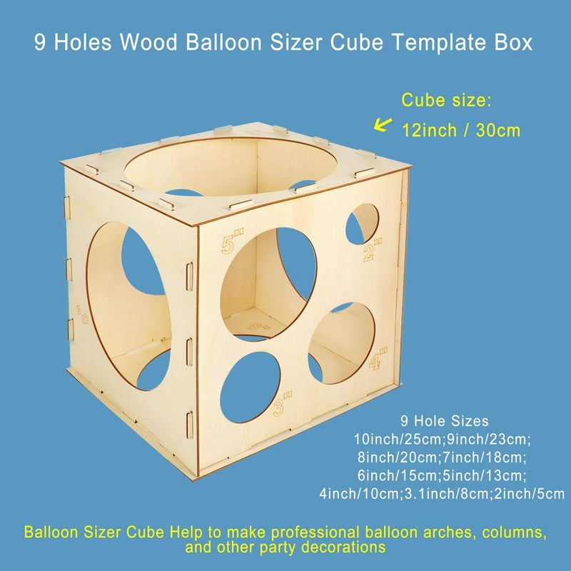 Pllieay 9 Sizes Collapsible Wood Balloon Sizer Cube Box for Balloons Decorations, Balloon Arches, Balloons Columns (2-10 Inch) - Image 2