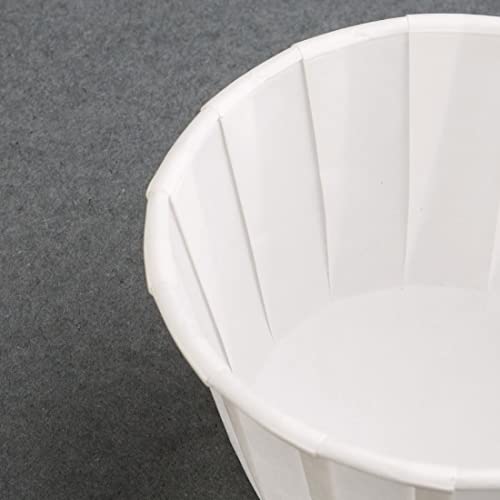 Genpak 250 Piece F100 Capacity Pleated Paper Portion Cup, 1" H, 1 oz, White - Image 3
