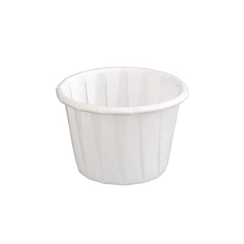 Genpak 250 Piece F100 Capacity Pleated Paper Portion Cup, 1" H, 1 oz, White - Image 1