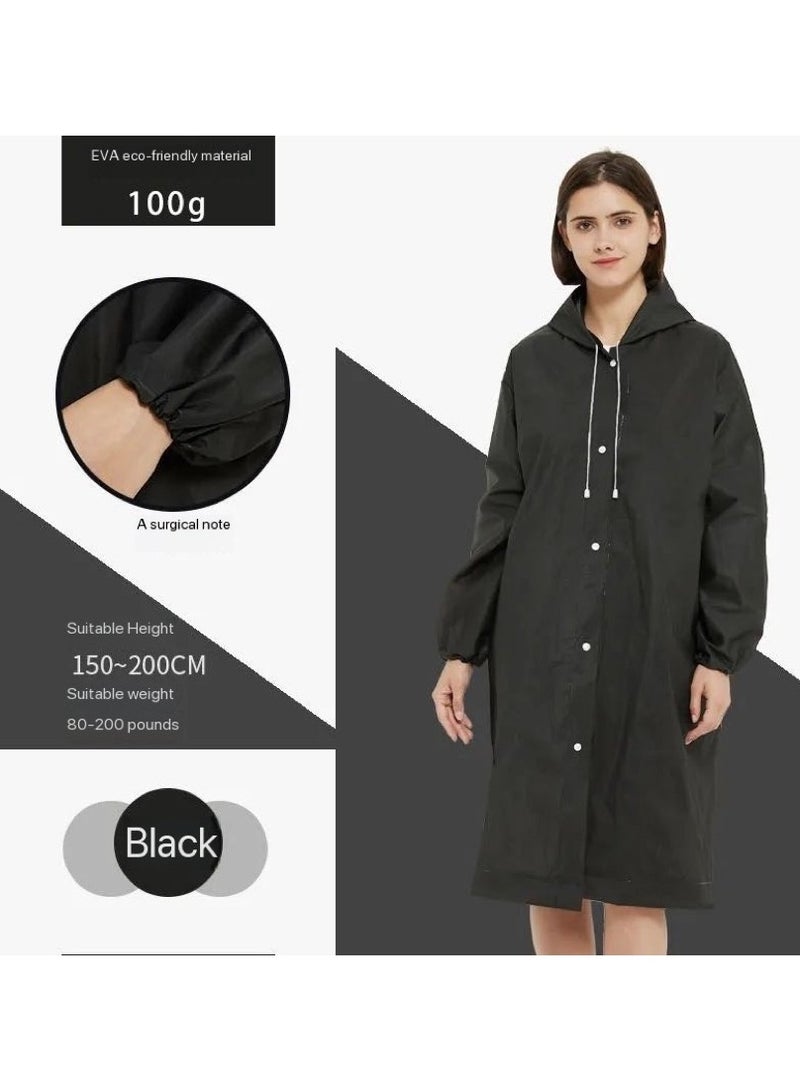 Generic 2-Pack Rain Poncho for Adults | Unisex Portable Disposable EVA Raincoat | Outdoor Travel Emergency Heavy Rain Protection Set - Black - Image 3