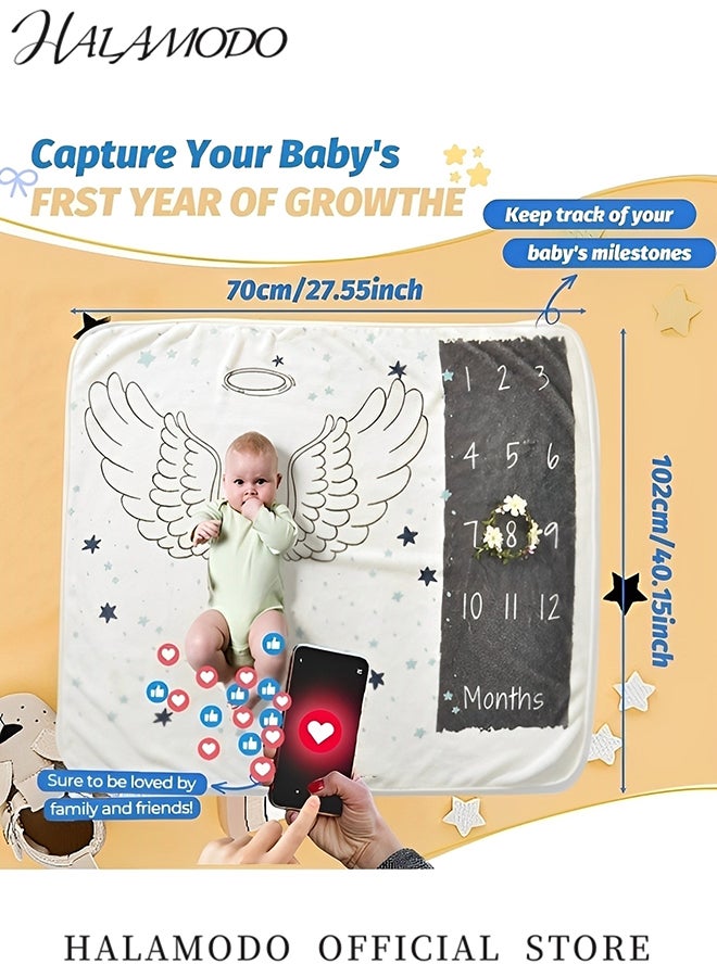 هالامودو بطانية إعلانية لحدث الولادة الشهري، بطانية خلفية من الفلانل، بطانية التقميط، بطانية الاستحمام، هدية للمواليد الجدد والرضع والأطفال الصغار - Image 2