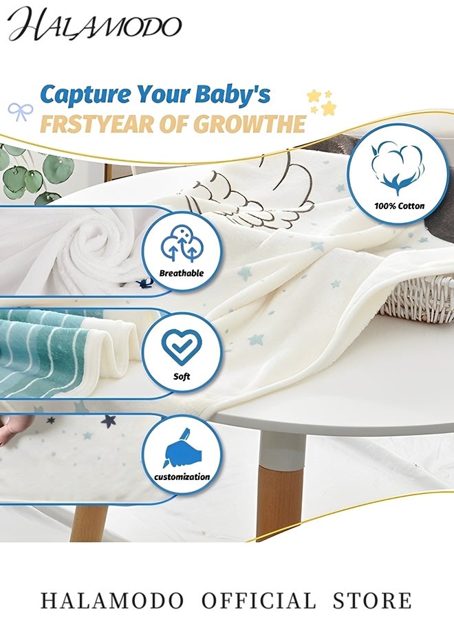 هالامودو بطانية إعلانية لحدث الولادة الشهري، بطانية خلفية من الفلانل، بطانية التقميط، بطانية الاستحمام، هدية للمواليد الجدد والرضع والأطفال الصغار - Image 4