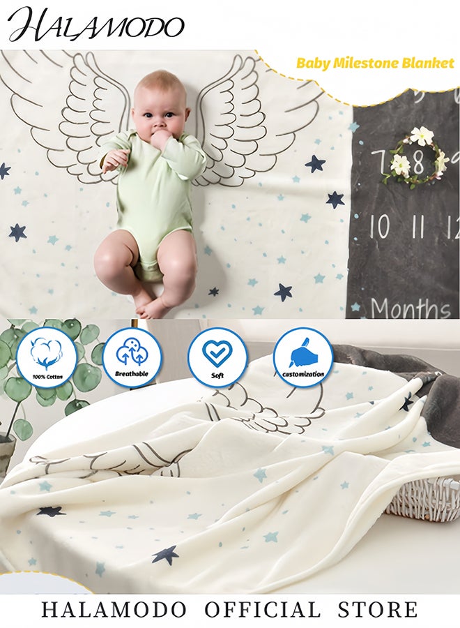 هالامودو بطانية إعلانية لحدث الولادة الشهري، بطانية خلفية من الفلانل، بطانية التقميط، بطانية الاستحمام، هدية للمواليد الجدد والرضع والأطفال الصغار - Image 3