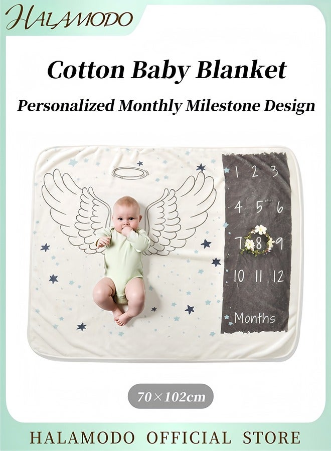 هالامودو بطانية إعلانية لحدث الولادة الشهري، بطانية خلفية من الفلانل، بطانية التقميط، بطانية الاستحمام، هدية للمواليد الجدد والرضع والأطفال الصغار - Image 1
