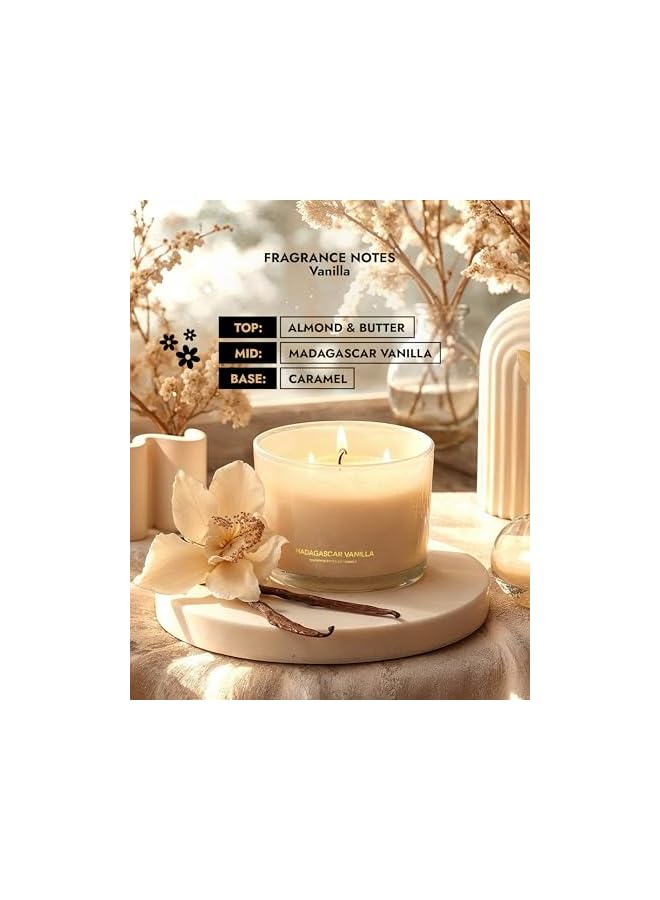 The Bros Luxury Vanilla Soy Candles | Large 3 Wick Jar Candle | Up to 50 Hours Burning Time | 100% Natural Soy Wax | Relaxing Aromatherapy Aesthetic Candle | Housewarming Gift for Men and Women - Image 4