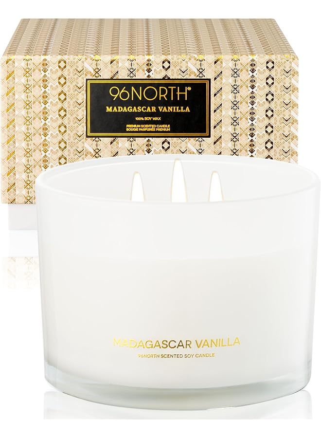 The Bros Luxury Vanilla Soy Candles | Large 3 Wick Jar Candle | Up to 50 Hours Burning Time | 100% Natural Soy Wax | Relaxing Aromatherapy Aesthetic Candle | Housewarming Gift for Men and Women - Image 1