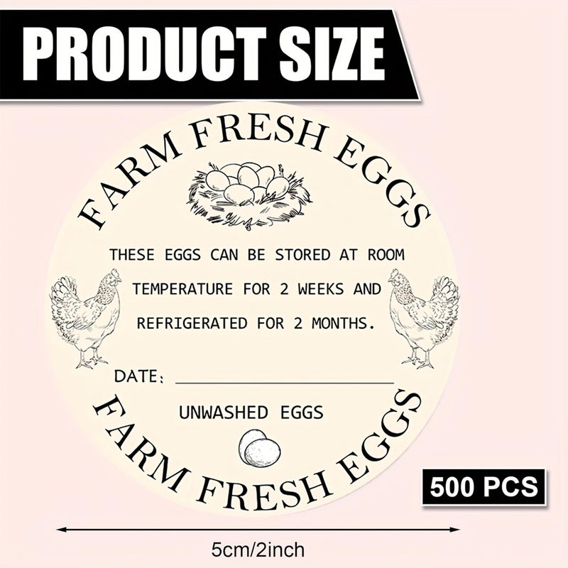 Well Tile 500Pcs Farm Fresh Egg Carton Stickers 2inch Round Unwashed Egg Carton Labels with Collection Date Self-Adhesive Egg Packaging Labeling for Chicken Duck Quail Egg (Yellow) - Image 4