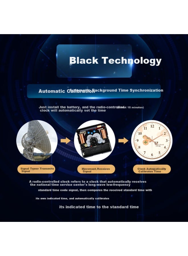 Peng Chuang Pengchuang Radio-controlled Clock Automatic Time Setting Chinese Style Modern Wall Clock Home Quartz Clock Living Room Hanging Clock - Image 1