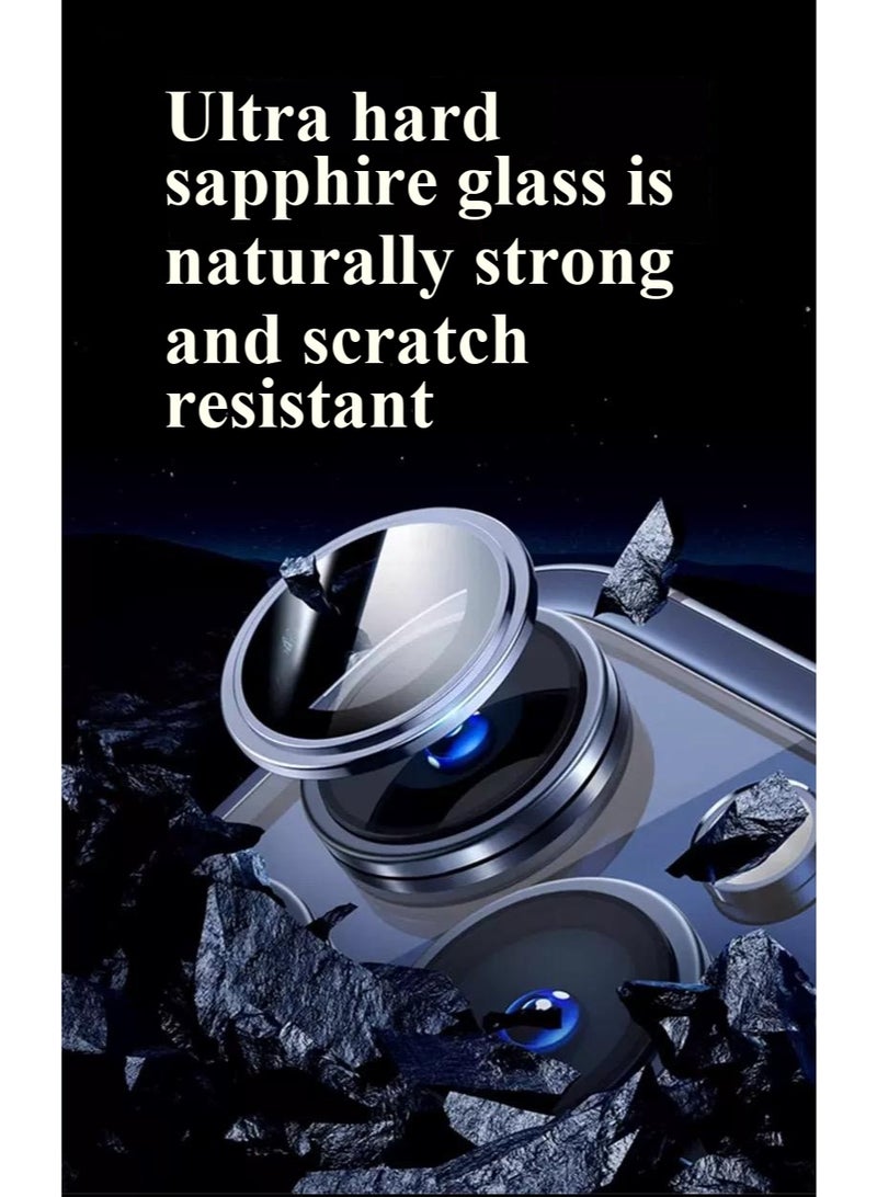 Camera Lens Protector for iPhone 17 Pro and iPhone 17 Pro Max, HD Tempered Metal Glass Camera Screen Protector Cover Film Accessories, 9H Tempered Glass Metal Individual Ring Cover, HD Clear, 1 set Blue - Image 3