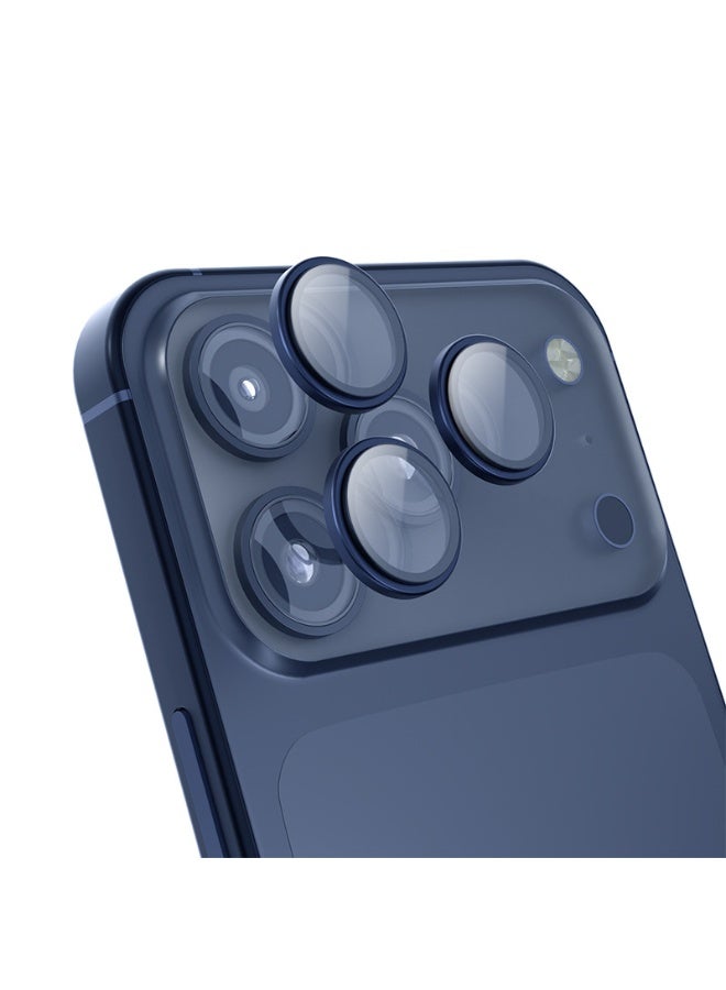 Camera Lens Protector for iPhone 17 Pro and iPhone 17 Pro Max, HD Tempered Metal Glass Camera Screen Protector Cover Film Accessories, 9H Tempered Glass Metal Individual Ring Cover, HD Clear, 1 set Blue - Image 1