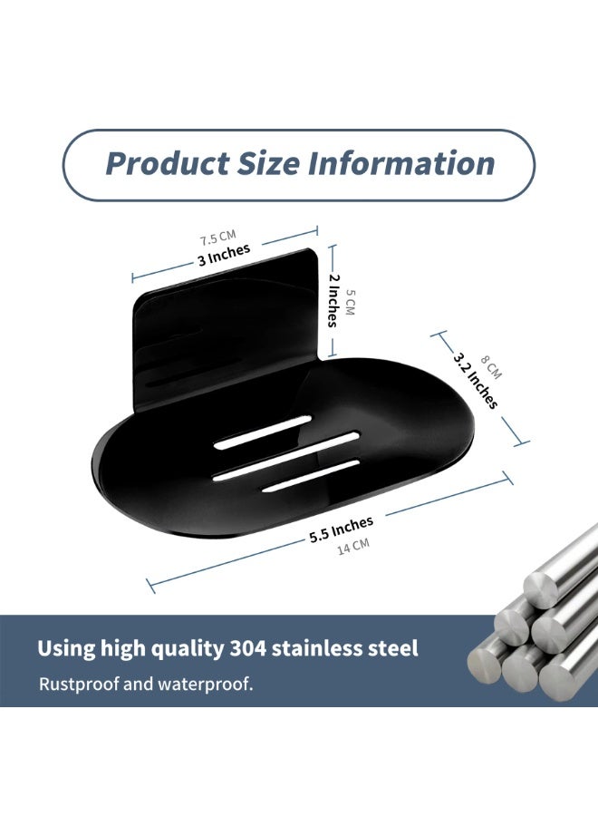 jaexest 2 Pcs Adhesive Soap Holder for Shower, Stainless Steel Black Bar Soap Dish for Bathroom Wall, No Drilling Self-Stick Soap Rack for Kitchen Sink & Shower – Matte Black - Image 2
