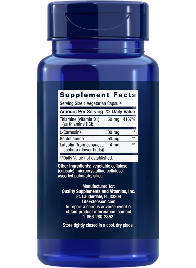 Life Extension Super Carnosine – L-Carnosine u0026 Luteolin Complex (60 Capsules) – Advanced Support for Anti-Aging, Heart Health u0026 Post-Exercise Recovery – Gluten-Free, Non-GMO - Image 2