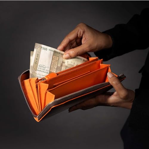 BROWN BEAR Genuine Leather RFID Ladies Wallet, Brown/Orange | Stylish, Secure, and Elegant Accessories for Women | - Image 3