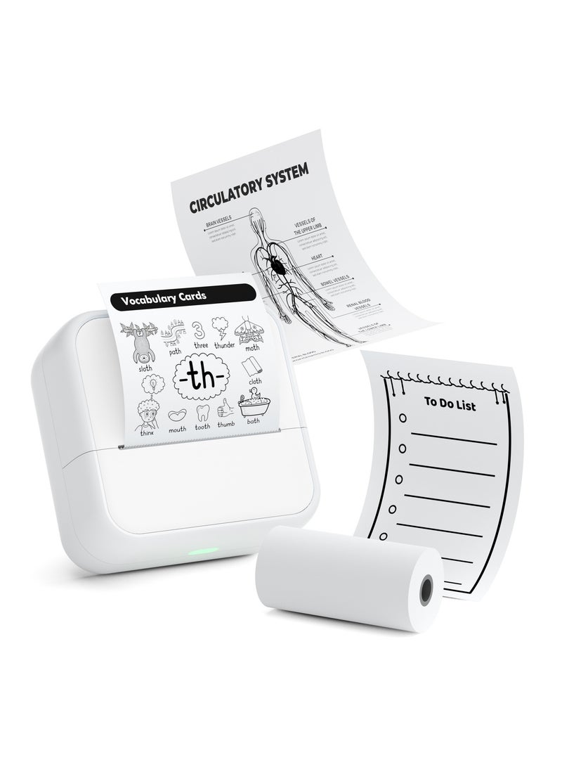 Smart Mistake-Correction Thermal Printer – Mini Bluetooth Label & Pocket Photo Printer, Ink-Free, HD Printing, OCR Text Recognition, Note & Homework Organizer, Compatible with iOS & Android, White - Image 1