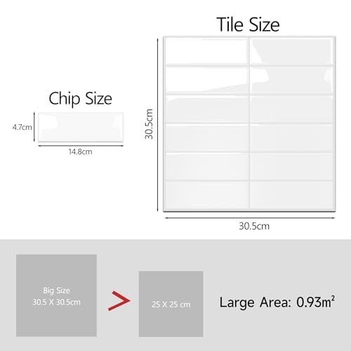 Yoillione Peel and Stick Backsplash for Kitchen: Self Adhesive Wall Tiles for Bathroom - Vinyl Thick Back Splash Tile (10, Vinyl White) - Image 4