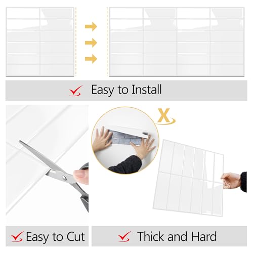 Yoillione Peel and Stick Backsplash for Kitchen: Self Adhesive Wall Tiles for Bathroom - Vinyl Thick Back Splash Tile (10, Vinyl White) - Image 3