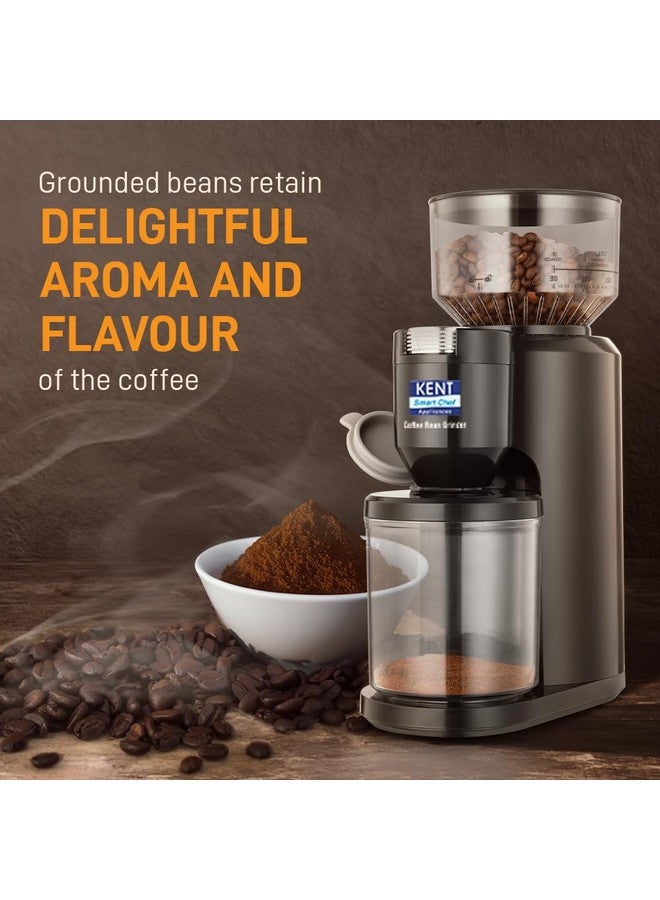 KENT KENT Coffee Bean Grinder 150 W | Burr Grinding System Maintains Flavour & Aroma | 30 Adjustable Grinding Settings | Choice of 2 to 14 Cups of Fresh Grounded Coffee | 500 RPM 100% Copper Motor | Black  - Image 3