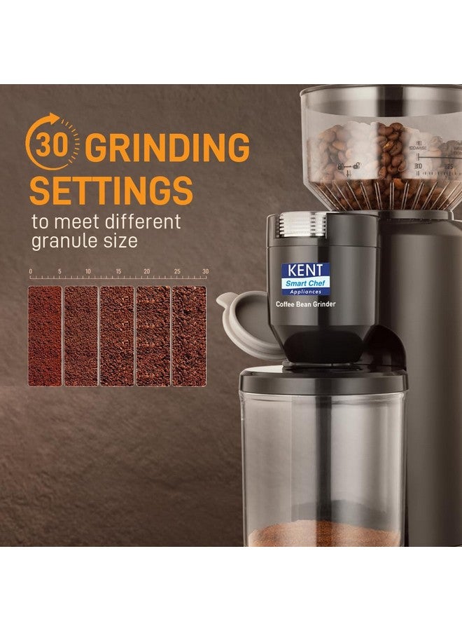 KENT KENT Coffee Bean Grinder 150 W | Burr Grinding System Maintains Flavour & Aroma | 30 Adjustable Grinding Settings | Choice of 2 to 14 Cups of Fresh Grounded Coffee | 500 RPM 100% Copper Motor | Black  - Image 4