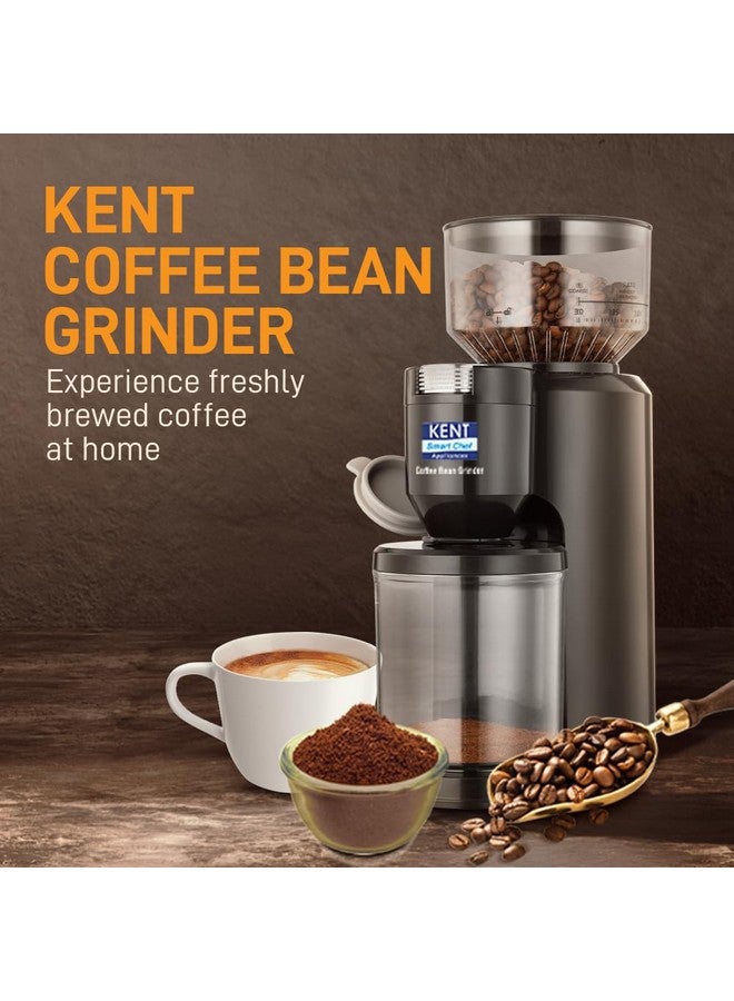 KENT KENT Coffee Bean Grinder 150 W | Burr Grinding System Maintains Flavour & Aroma | 30 Adjustable Grinding Settings | Choice of 2 to 14 Cups of Fresh Grounded Coffee | 500 RPM 100% Copper Motor | Black  - Image 2