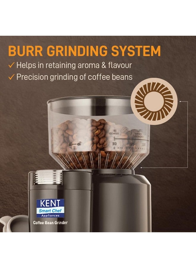 KENT KENT Coffee Bean Grinder 150 W | Burr Grinding System Maintains Flavour & Aroma | 30 Adjustable Grinding Settings | Choice of 2 to 14 Cups of Fresh Grounded Coffee | 500 RPM 100% Copper Motor | Black  - Image 5