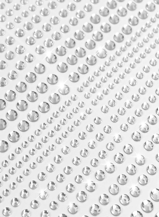 AUUTI 1155pcs Gemstone Stickers - Sticky Jewels for Crafts, Round Acrylic Bling Gems in 4 Sizes, Self-Adhesive Rhinestones in Black and White - Image 1