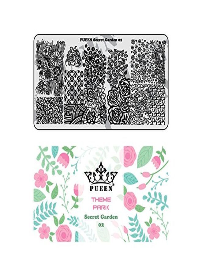 PUEEN Nail Art Stamping Plate - Secret Garden 02 - Theme Park Collection 125X65Mm Unique Nailart Polish Stamping Manicure Image Plates Accessories Kit - Bh000858 - Image 1
