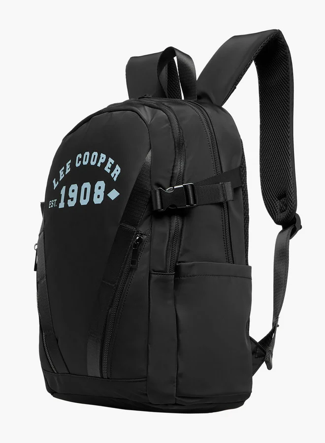 Lee Cooper Printed Backpack with Adjustable Straps and Zip Closure - 16xX33X47 cm