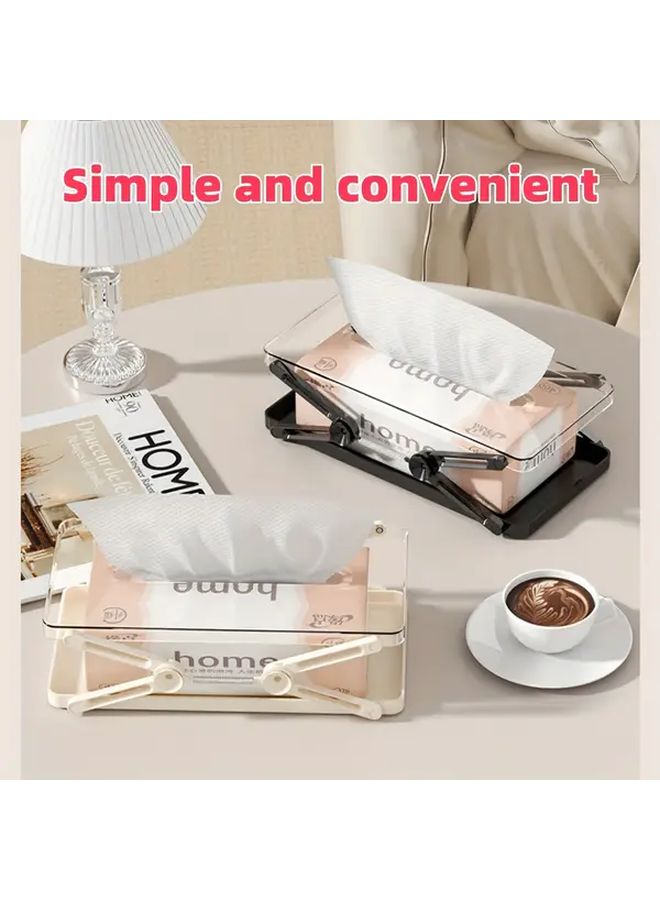 Transparent Retractable Adjustable Height Tissue Box Dispenser With Pull Out Drawer - Image 3