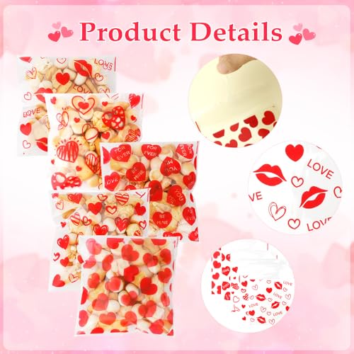 eowqeiur 100 PCS Valentines Self-sealing Cellophane Bags(4x4 Inch) for Candy Goodie Treat Snack Goody Cookie Small Gifts Wrap Plastic Ziplock Bag Baggies Pouch Valentine Galentine Party Favors Supplies Decor - Image 3