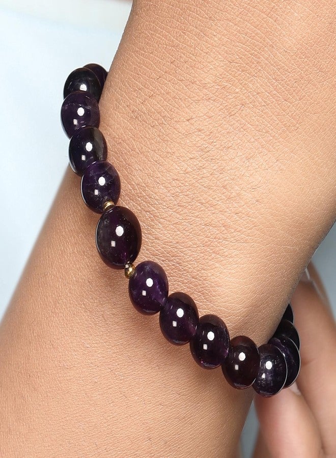 Chitshakti Certified Natural Amethyst Semi Precious Stone Bracelet| Bracelet for Men & Women | Healing Crystal Beads for Calmness, Positivity & Spiritual Growth |8mm - Image 3